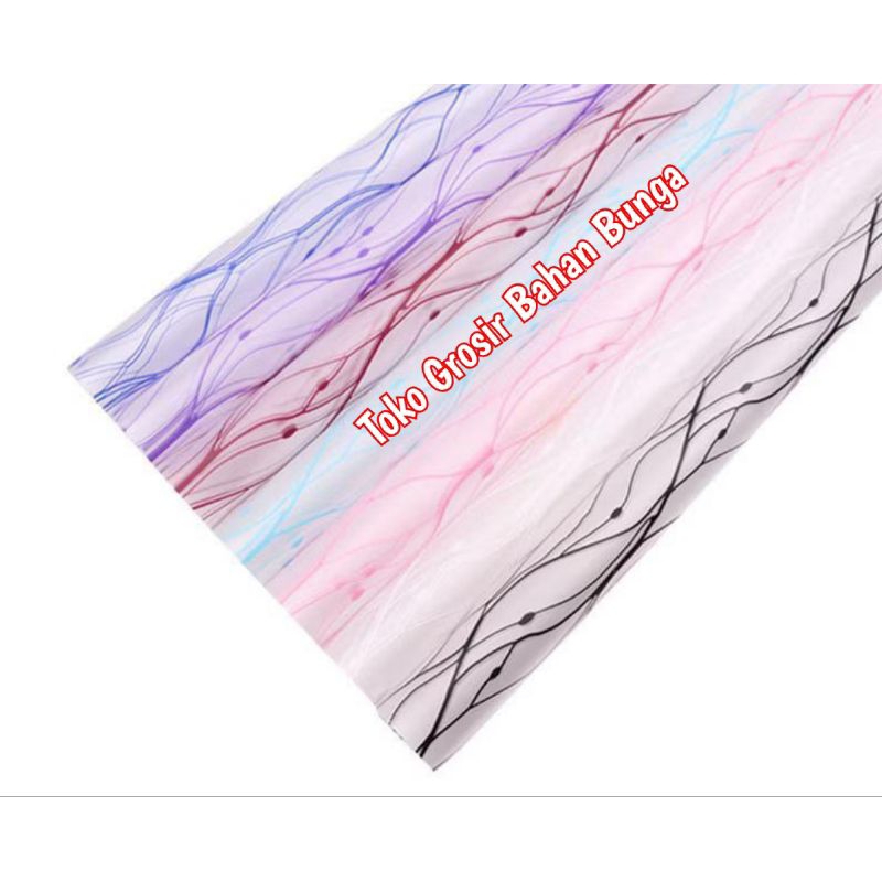 

Ecer!! Cellophane Motif Bunga - 1 lembar Kertas Buket Motif Gelombang