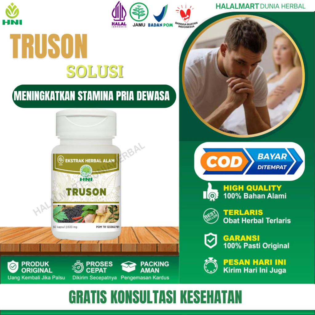 

TRUSON KAPSUL adalah suplemen kesehatan herbal yang diklaim dapat meningkatkan stamina, vitalitas, dan kualitas sperma pada pria dewasa