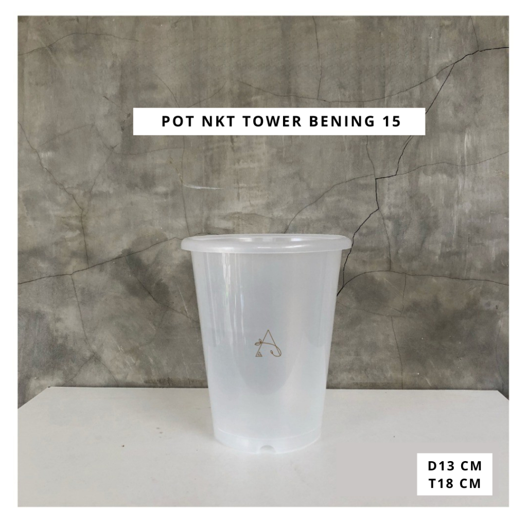 Pot Bunga NKT Tower Bening 15 | Pot Plastik Bening | Pot Tanaman Hias