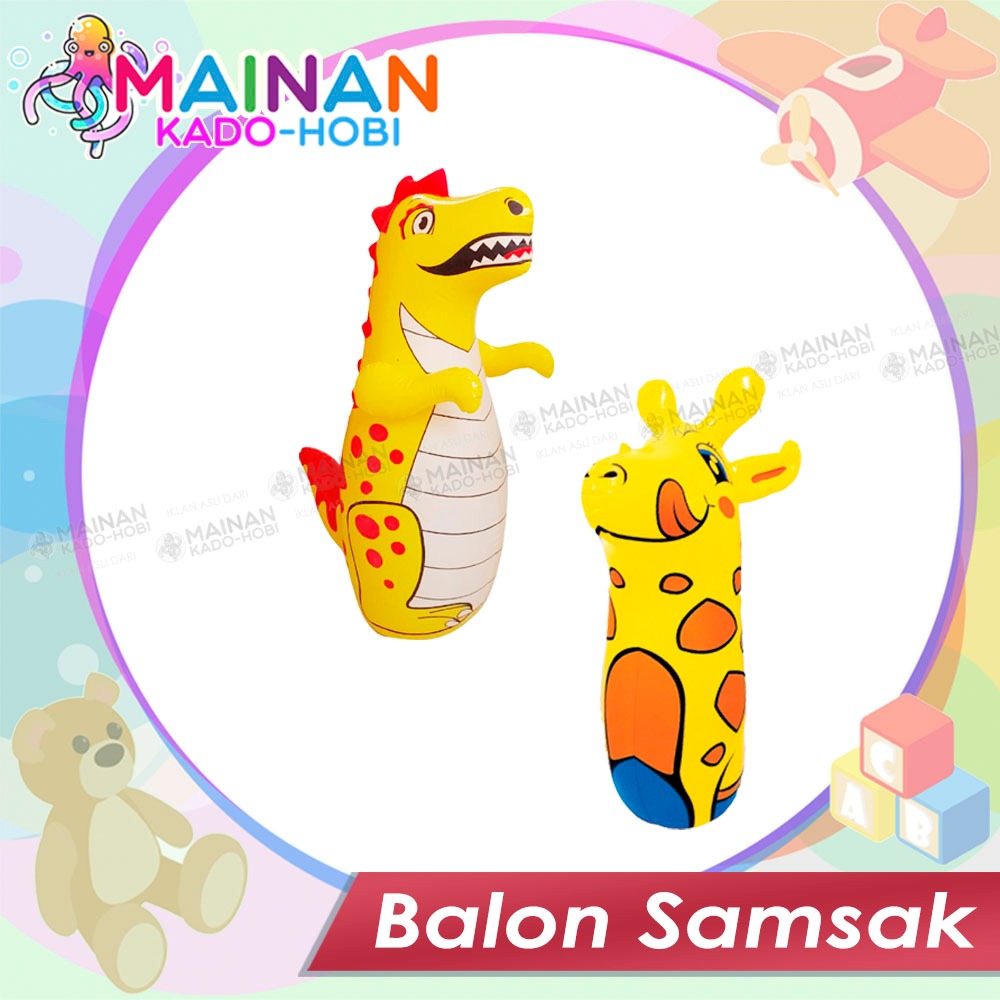 HADIAH ULANG TAHUN MAINAN ANAK BALON PUKUL KARAKTER JURASIC DINO DINOSAURUS JERAPAH
