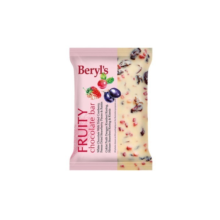 

Cokelat Beryl's [READYSTOCK EXP 10/25] INSTAN SAMEDAY JABODETABEK | Beryl's Fruity Chocolate Bar - White Chocolate With Dried Cranberry, Strawberry Pieces & Raisin (100g) | Cokelat Batangan Beryls, Cokelat Malaysia Halal, Signature Oleh-Oleh Jastip Malay