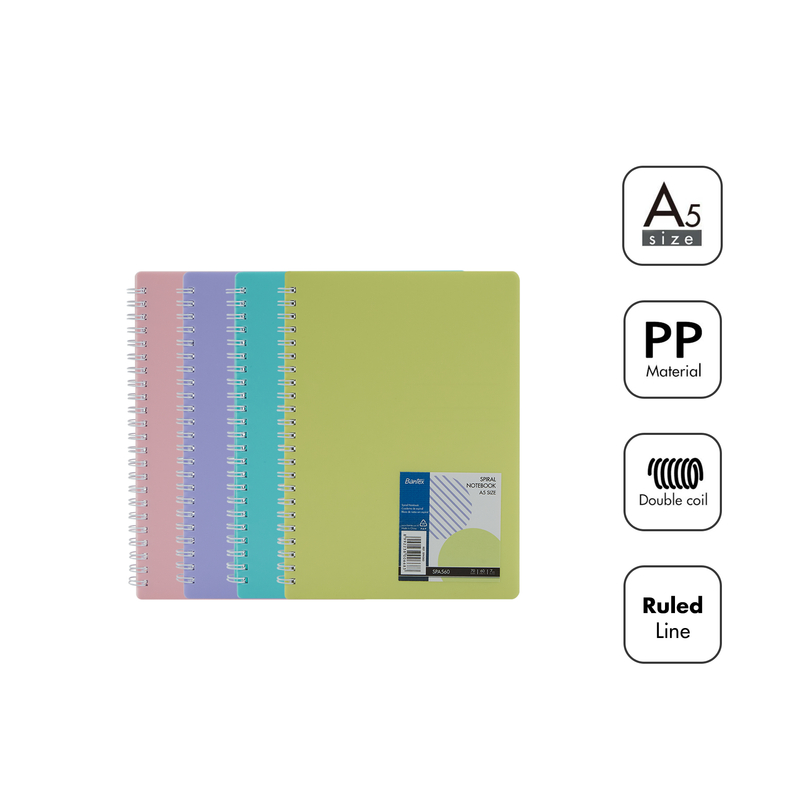 

[Avjaya Stationery] Bantex Spiral Notebook / Buku Catatan Jilid Ukuran A5 Pastel Color SPA560