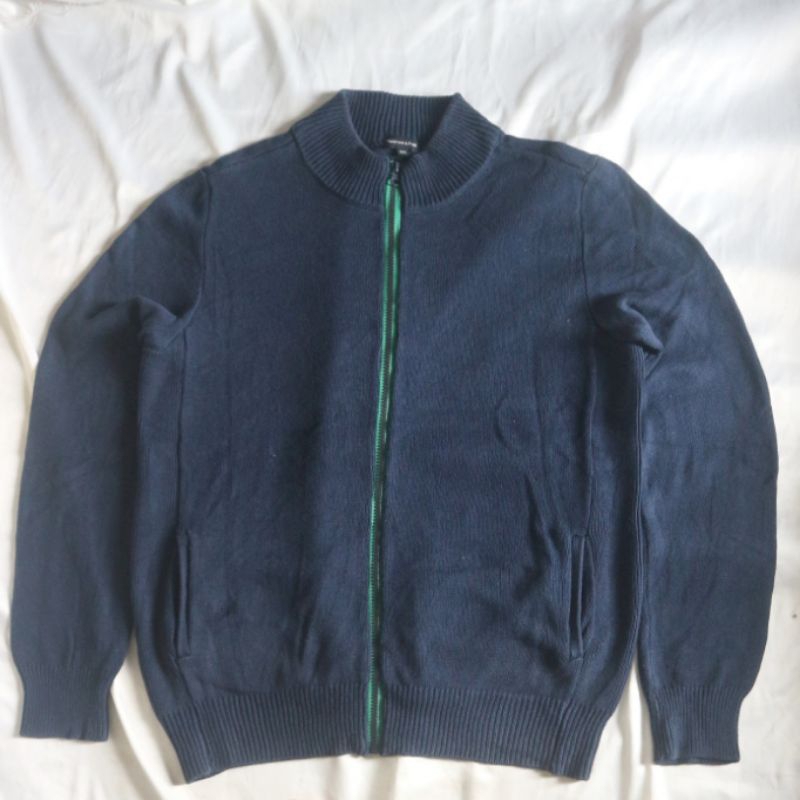 (NO NEGO) FLORENCE&FRED Full Zipper Navy Knitwear Sweater Sweatshirt Crewneck Rajut Wool Jaket