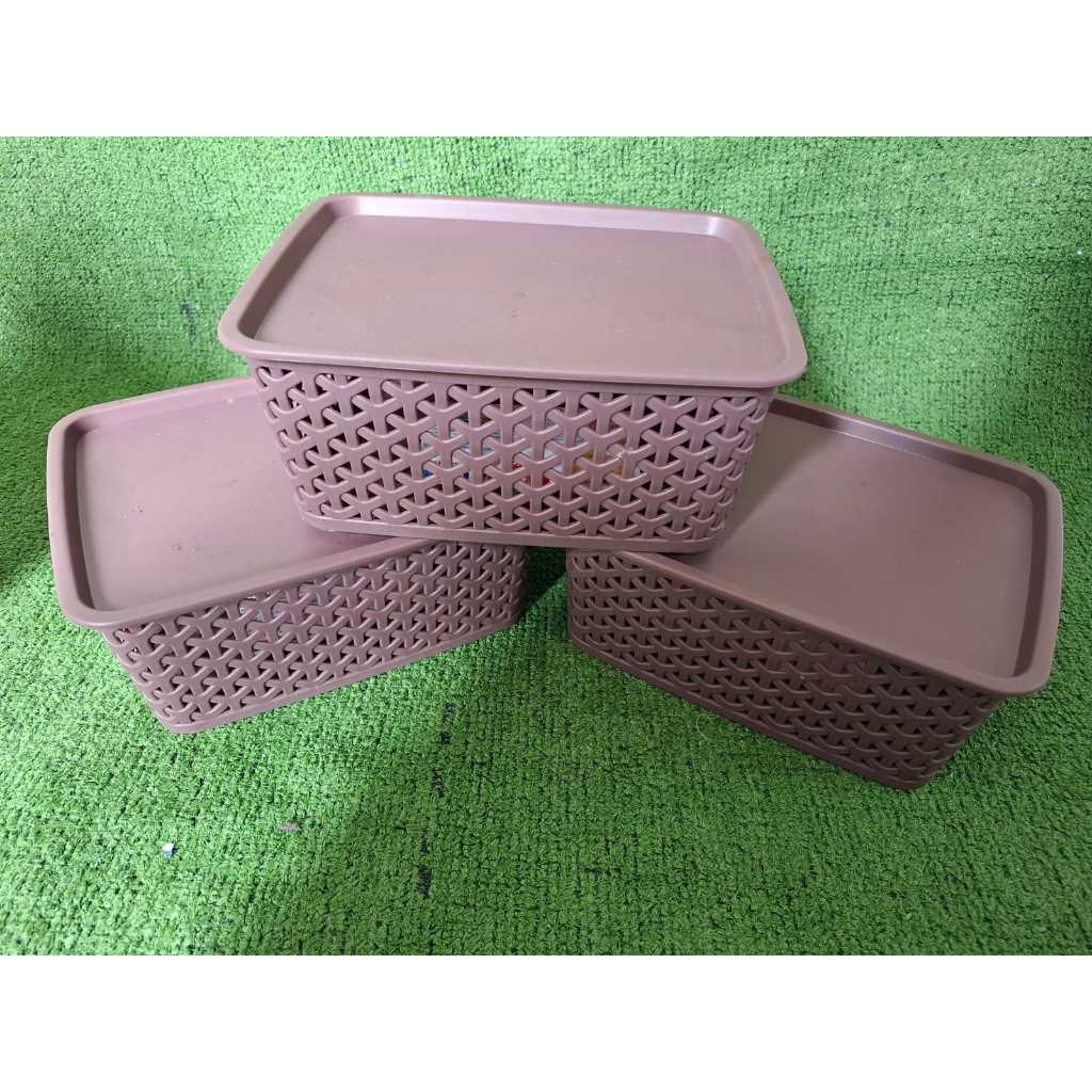 PROMO 3 PCS SUNLIFE Keranjang box tutup NARITA UK  ( S )