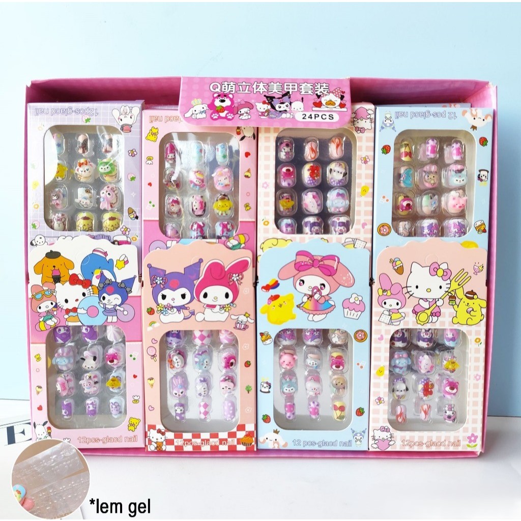 Kuku Palsu Anak Karakter Lucu / Nail Art Anak Karakter Lucu / Kupal Anak Motif Kartun Lucu / Kuku Pa