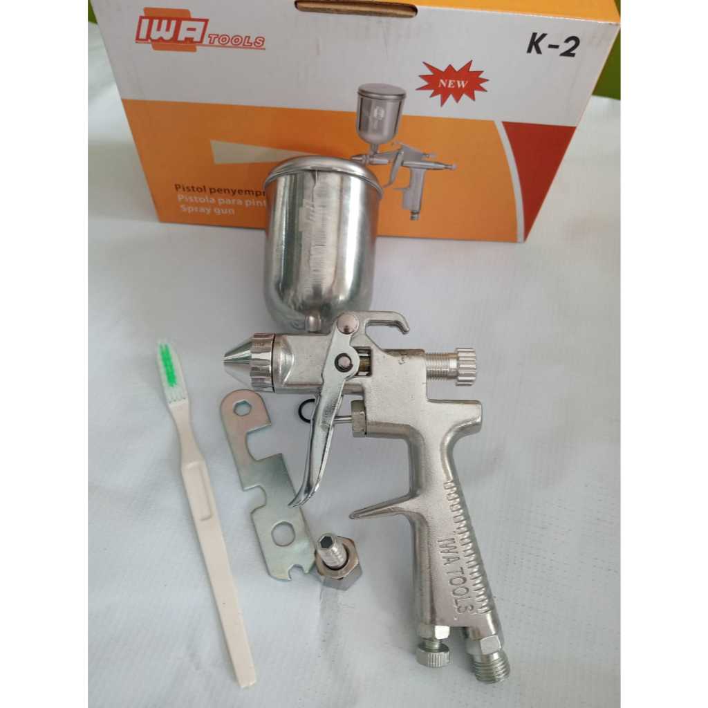IWA Spray Gun K2 Semprotan Cat Kompresor Tabung Atas 200 ML Cat Semprot Angin Cat Minyak Mobil Motor