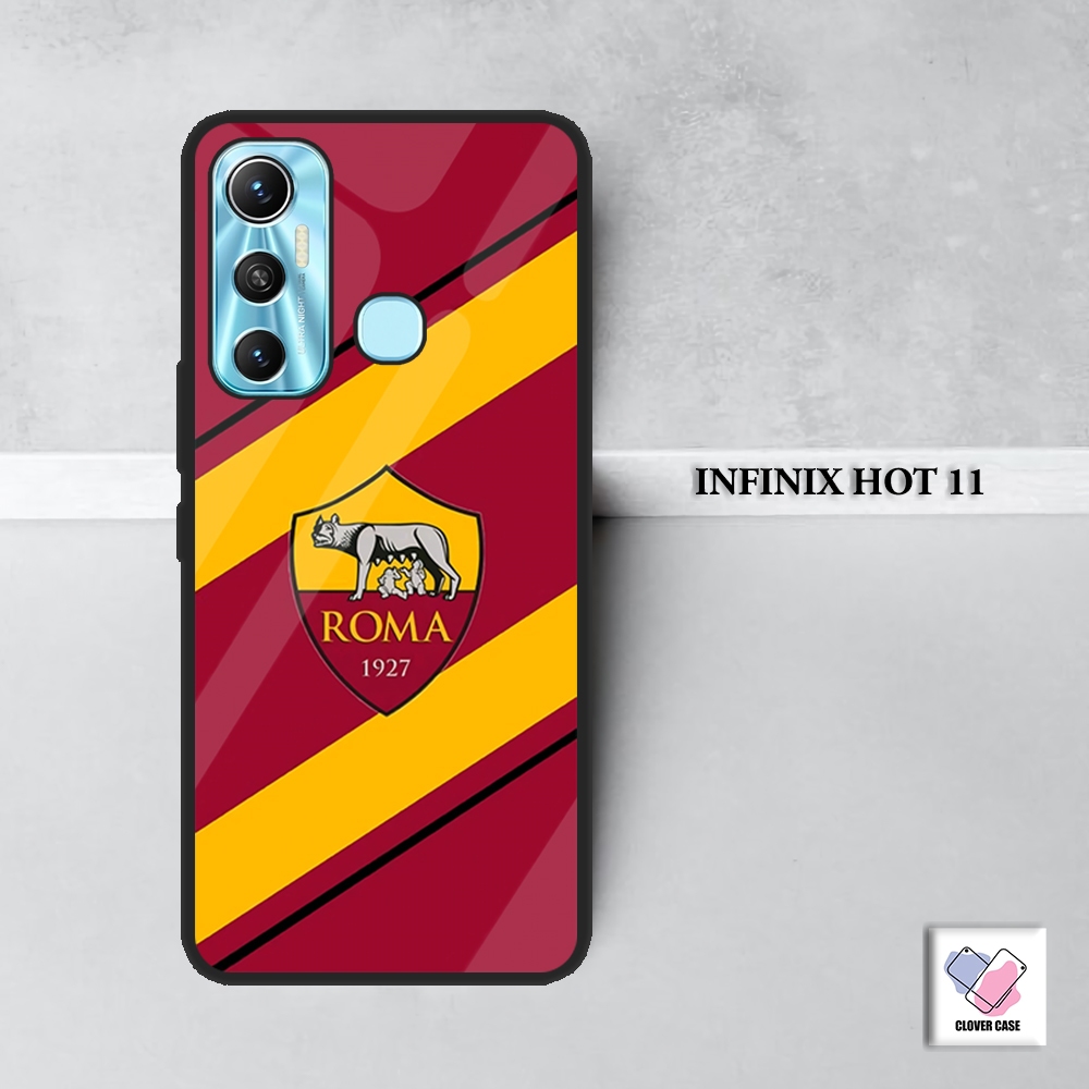 [BL45]  Case Glossy Case | INFINIX HOT 11 | CASE KEKINIAN LUCU |  Casing Hp Kilau Motif AS ROMA