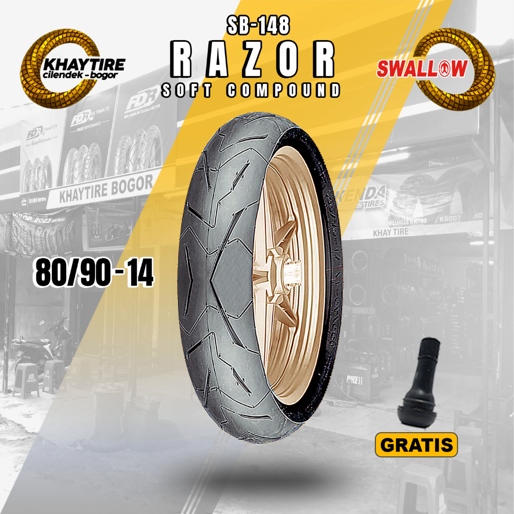 Sepasang/Satuan Ban Motor Matic Soft Compound SWALLOW RAZOR Ring 14 Tubeless