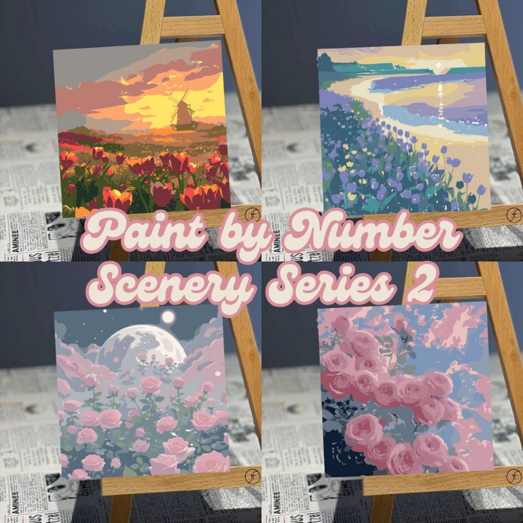 

Paint by number 20 x 20cm Canvas Paint By Number Kit Digital Oil Painting DIY Painting Kit Lukisan Pemandangan - Scenery Series