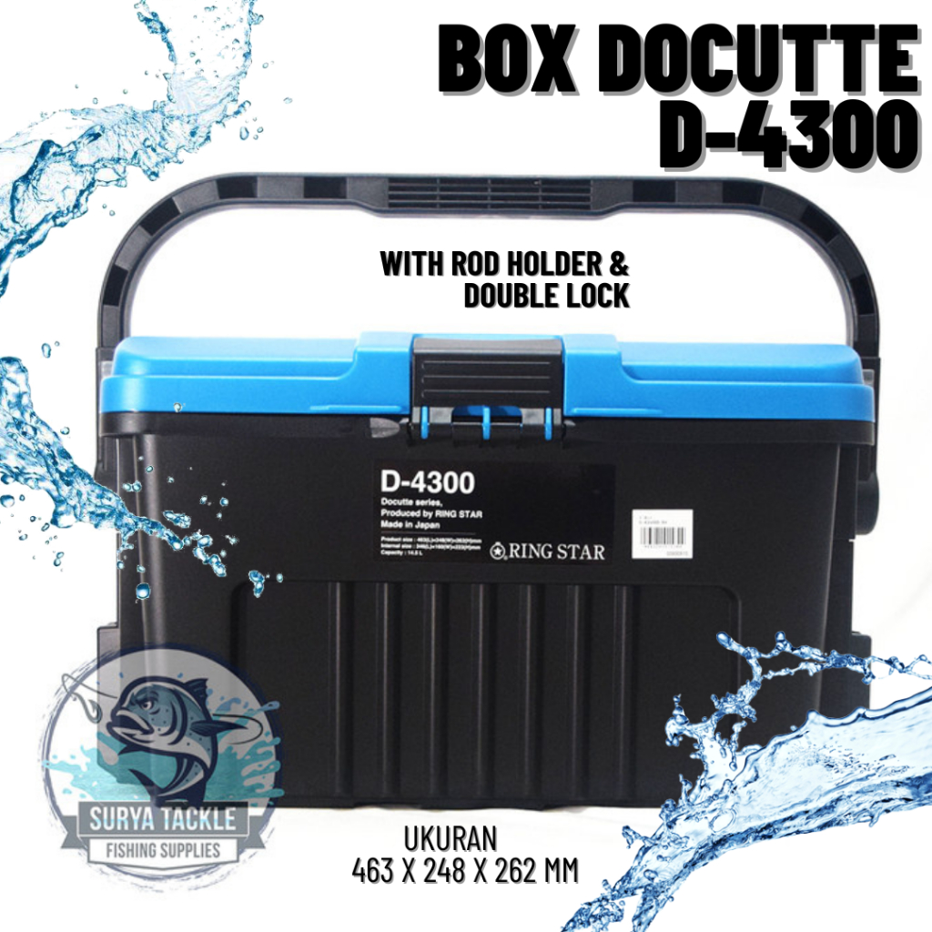 New Box RingStar Docutte 4300 Blue-Black & Rod Holder / Kotak Pancing / Tackle Box