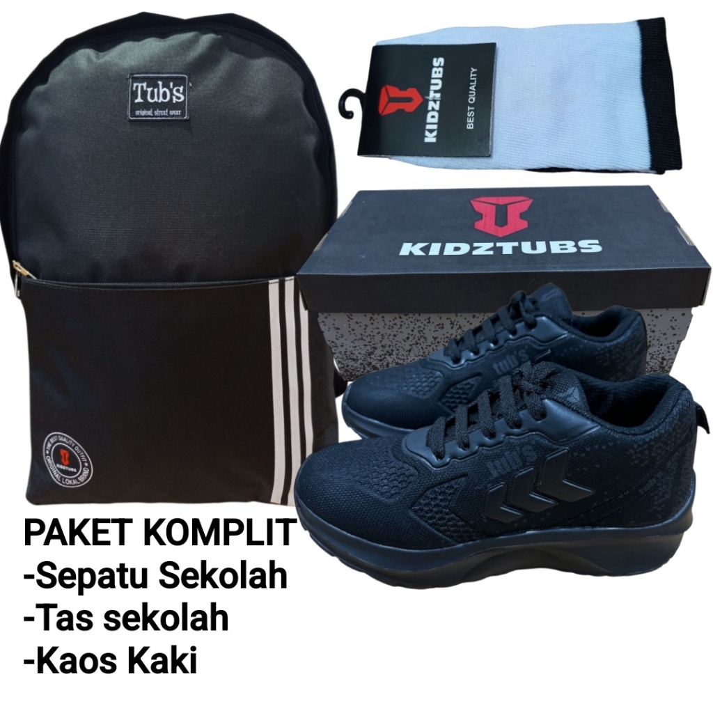 KIDZTUBS Sepatu Sekolah Anak Paket Komplit Sepatu Sekolah + Tas Sekolah + Kaos Kaki TUBS1131022225