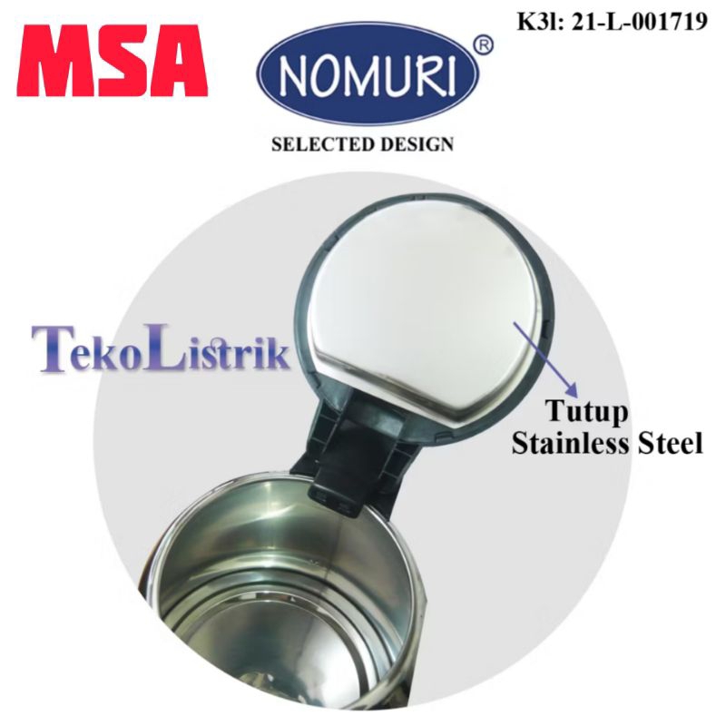 promo terbaru teko listrik 2liter nomuri stainless steel/ ketel listrik 2liter nomuri