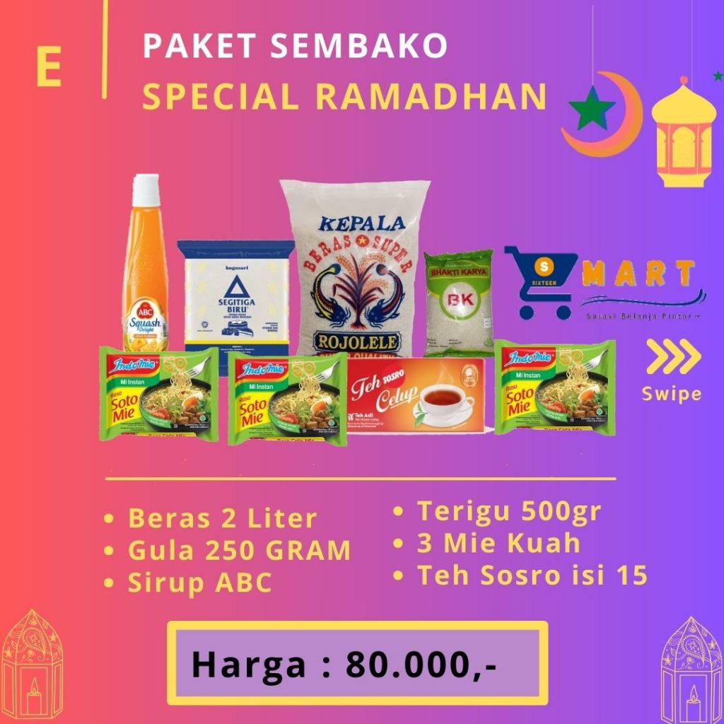 

Paket Sembako Ramadhan E / Paket Sembako Murah 80 Ribuan