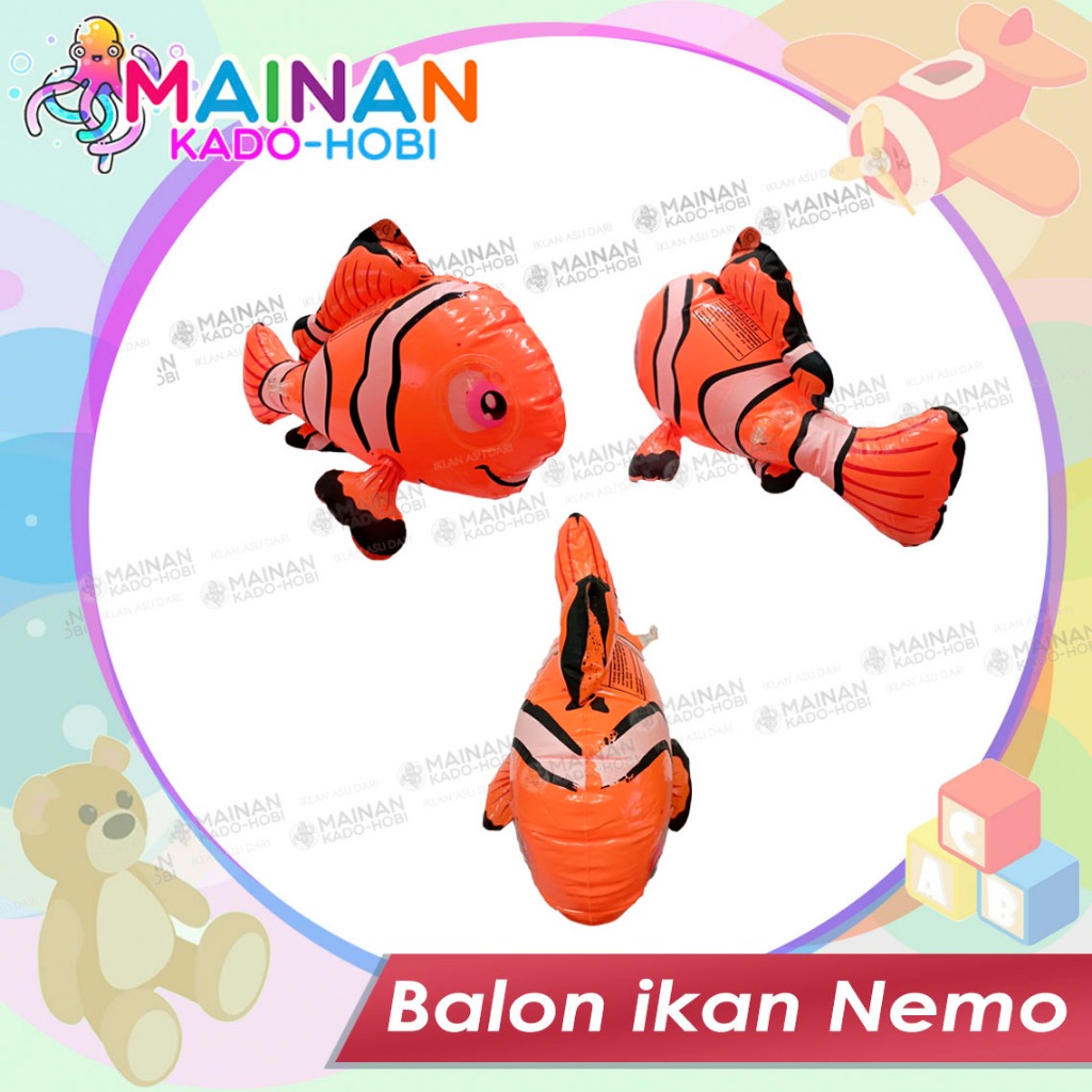 KADO ULANG TAHUN BABY MAINAN MANDI ANAK BALON TIUP KARAKTER SEA ANIMAL FISH IKAN NEMO