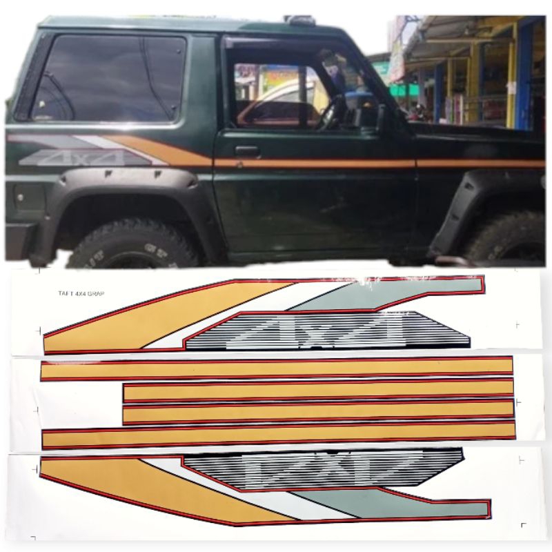 Sticker striping mobil daihatsu taft gt 4X4 gold LIS MOBIL DAIHATSU TAFT GT 4X4 GOLD print cutting t