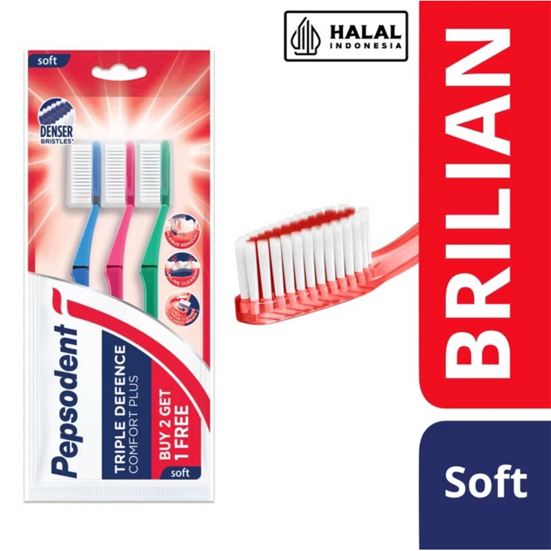 PEPSODENT SIKAT GIGI BRILIAN SIKAT GIGI LEMBUT ISI 3 (sikat gigi pepsodent isi 3)