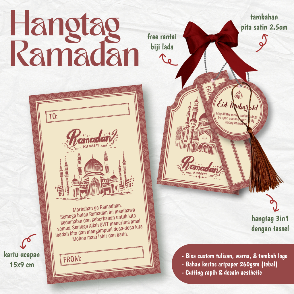Custom Hang Tag Souvenir Hampers Ramadan / Hang Tag Kue Lebaran by Odmene
