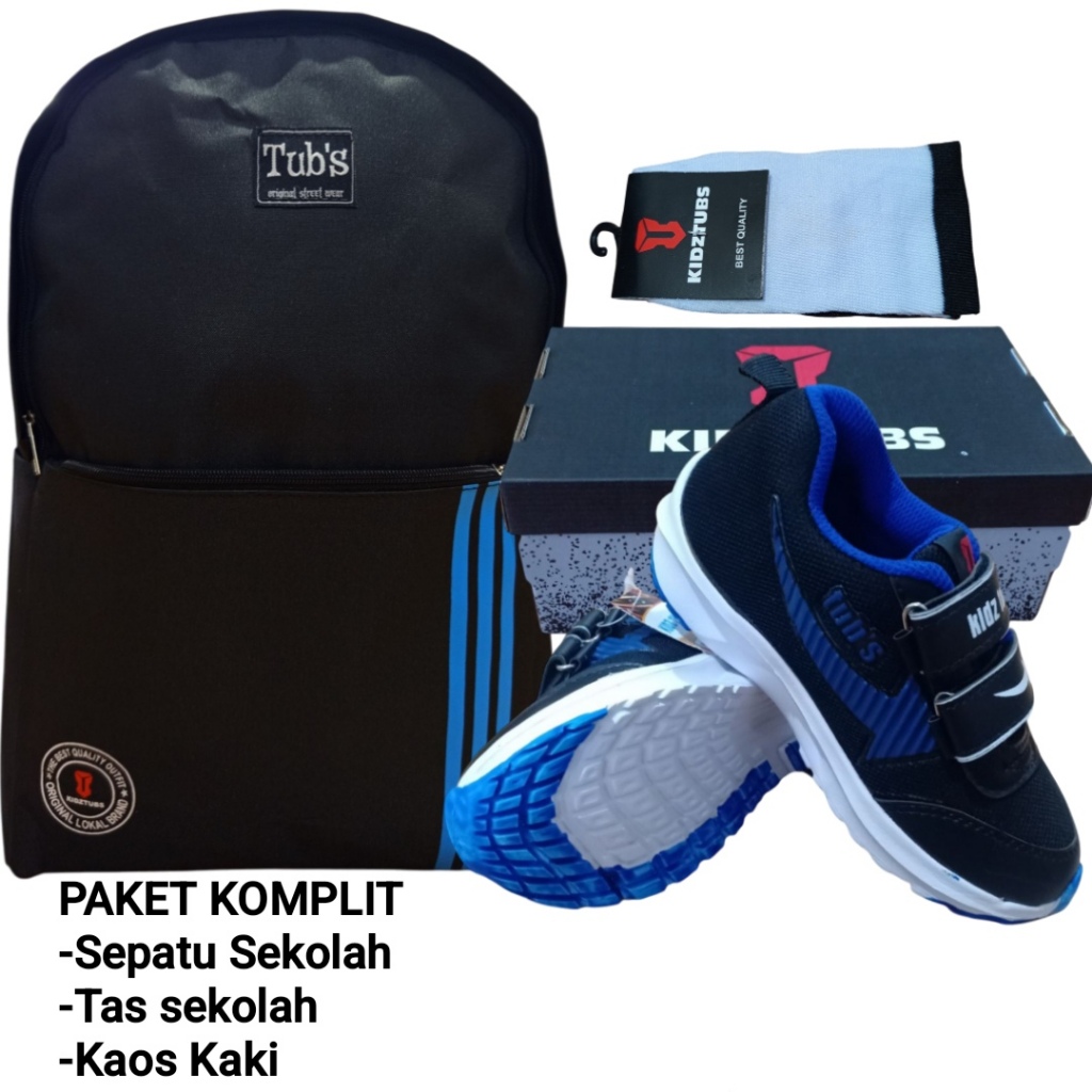 KIDZTUBS Sepatu Sekolah Anak Paket Komplit Sepatu Sekolah + Tas Sekolah + Kaos Kaki TUBS1315022225