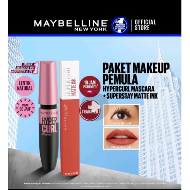 Maybelline Hypercurl waterproof mascara + Superstah matte lnk liquid matte lipstick Maybelline volum