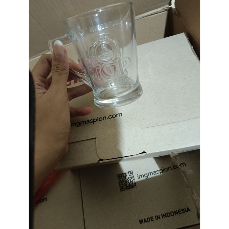 gelas kaca top kopi/gelas bening/gelas kopi isi 6pcs