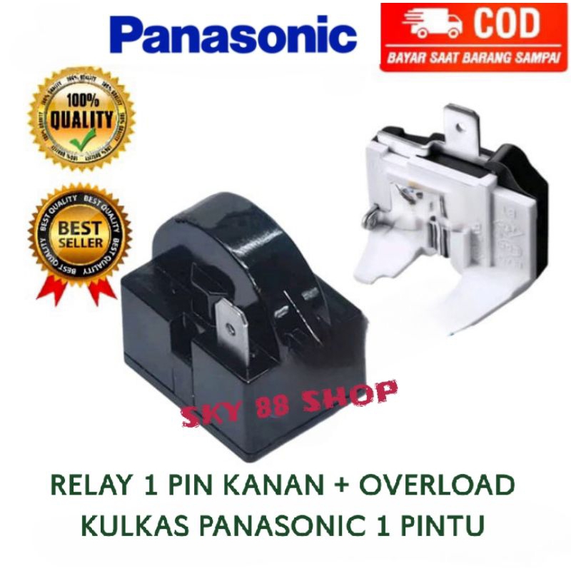 RELAY PTC 1 PIN KANAN + OVERLOAD KULKAS PANASONIC 1 PINTU / 1 SET / HIGH QUALTY