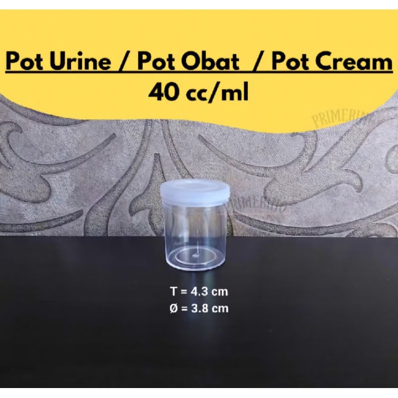 POT Urine 40 ML / POT Cream / POT Obat / Botol Plastik Laboratorium uk 40 ML/CC