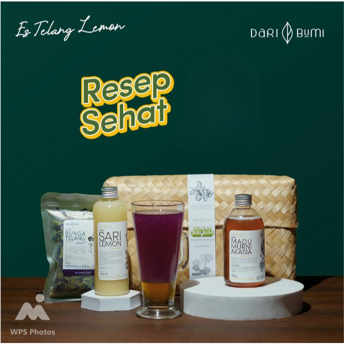 

[Hampers] Paket Es Telang Lemon l Bunga Telang 25 gr l Sari Lemon 250 gr l Madu Akasia 350 gr