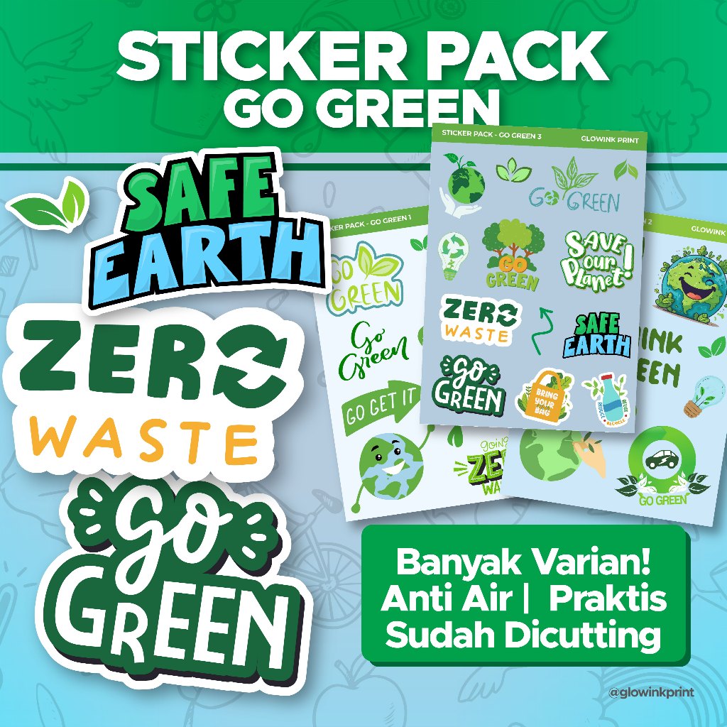 

Sticker Go Green, Sticker Lingkungan, Sticker Menjaga Bumi, Sticker Bumi