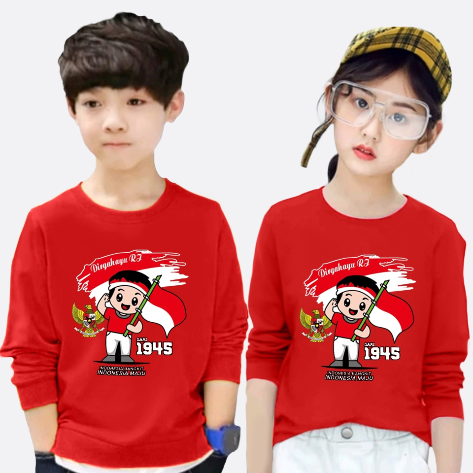 baju kaos anak unisex 17 agustus lengan panjang