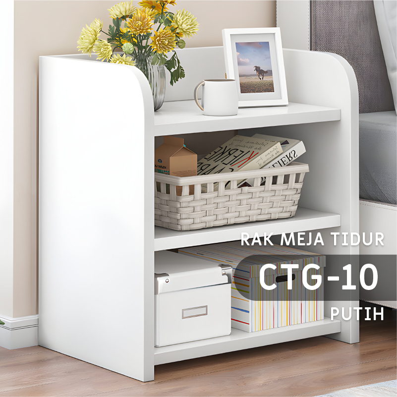 FURNITURE - Meja Nakas - Meja Minimalis Kamar Tidur - Bedside Table Serbaguna Meja Sudut Kaki Kayu