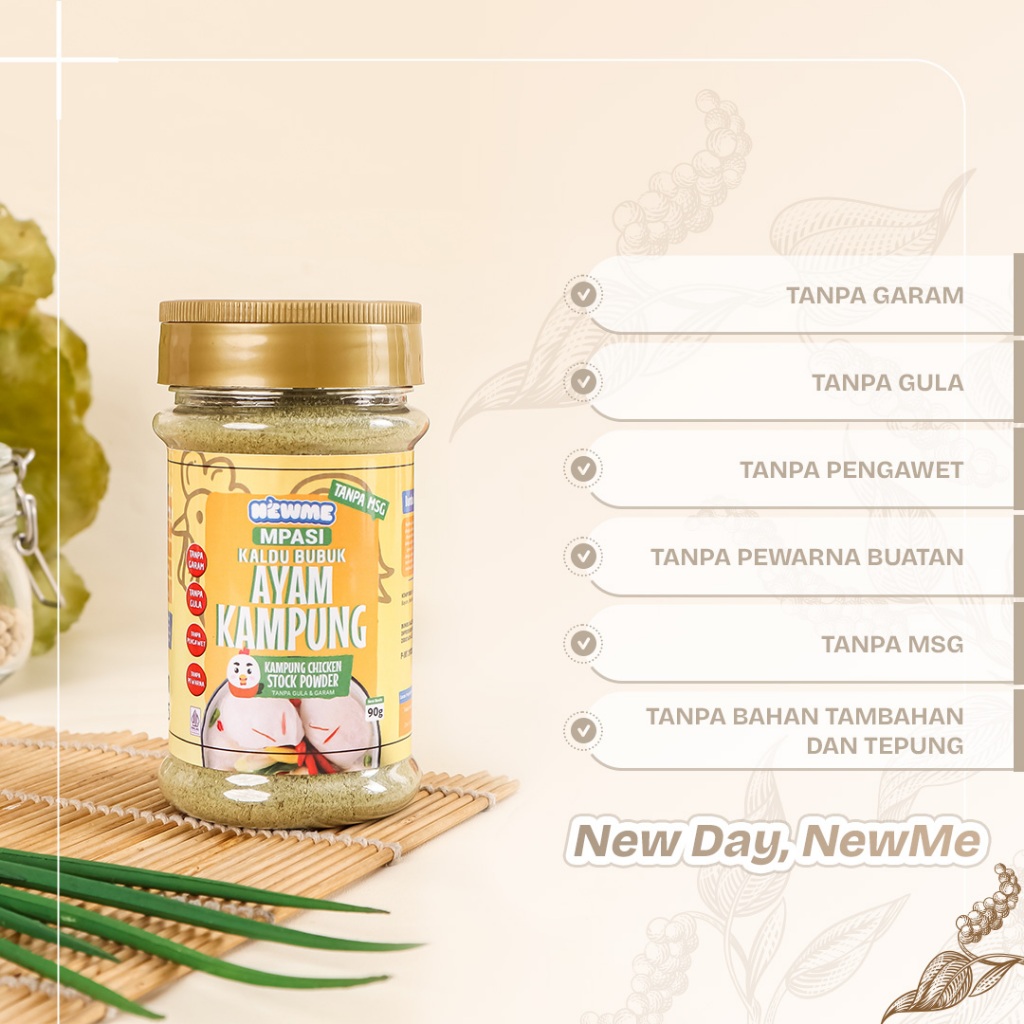 

NewMe Bumbu Kaldu MPASI Ayam Kampung (90 gr) | Bumbu Kaldu MPASI Bayi | Bumbu Kaldu No MSG No Pengawet | Kaldu Alami untuk Bayi dan Balita