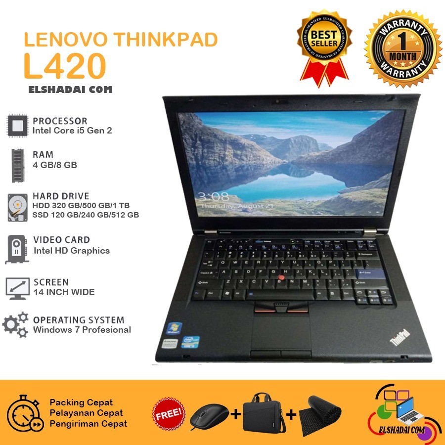 Lenovo thinkpad L420.. i5 gen2.. muluss.. bukan t420. t410. l412.e6420 - 8 gb, ssd 512
