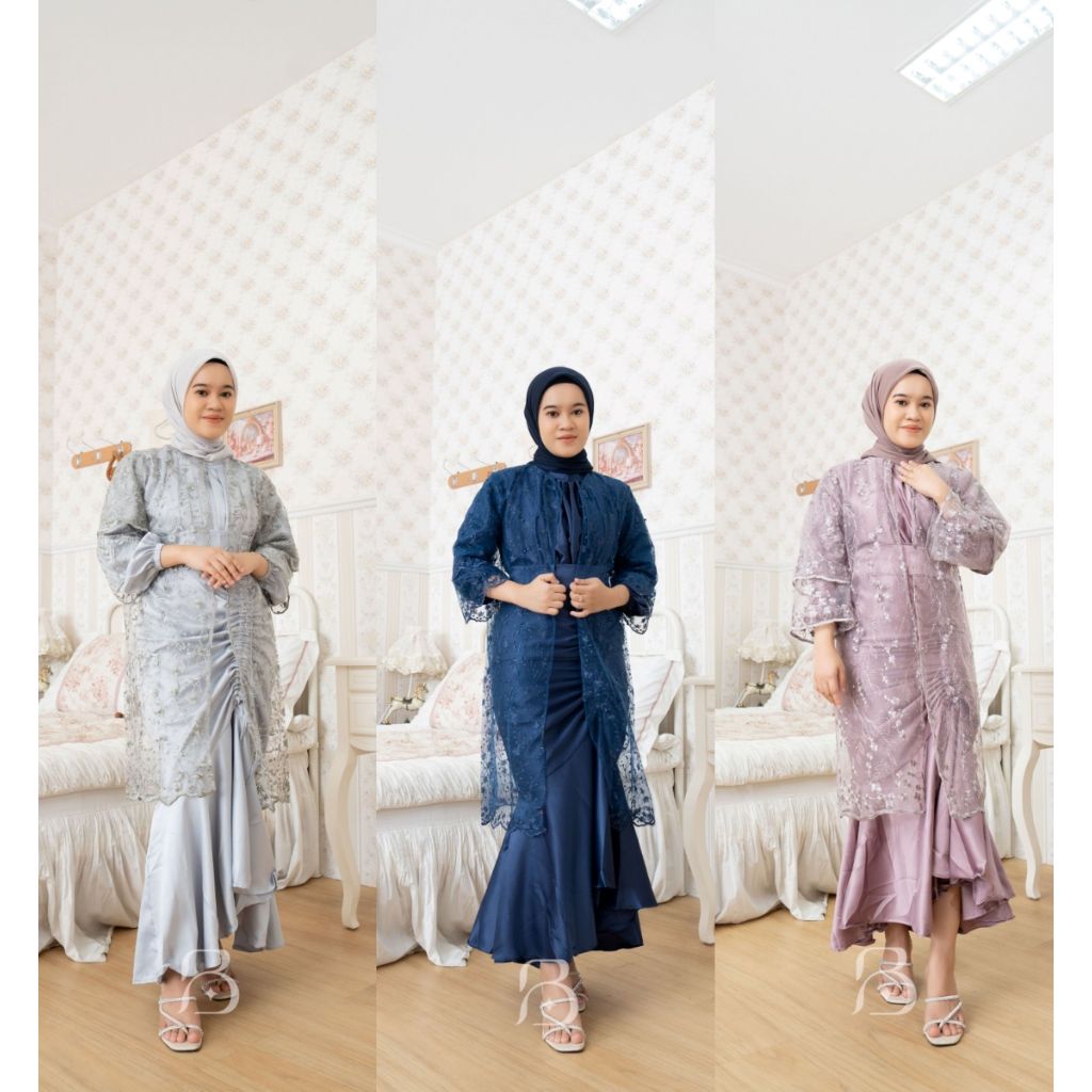 VANNYA SET OUTER BRUKAT / BUSANA LEBARAN / DRESS PESTA / GAMIS KONDANGAN / SERAGAM BRIDEMAID / SIZE 