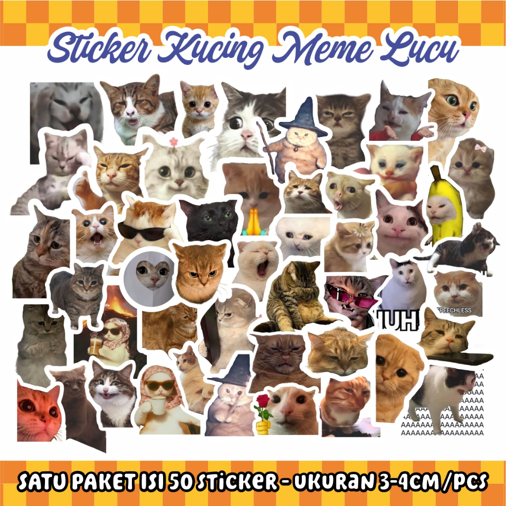 

STICKER MEME KUCING LUCU ANTI AIR LAMINASI DOFF KOCHENG VIRAL