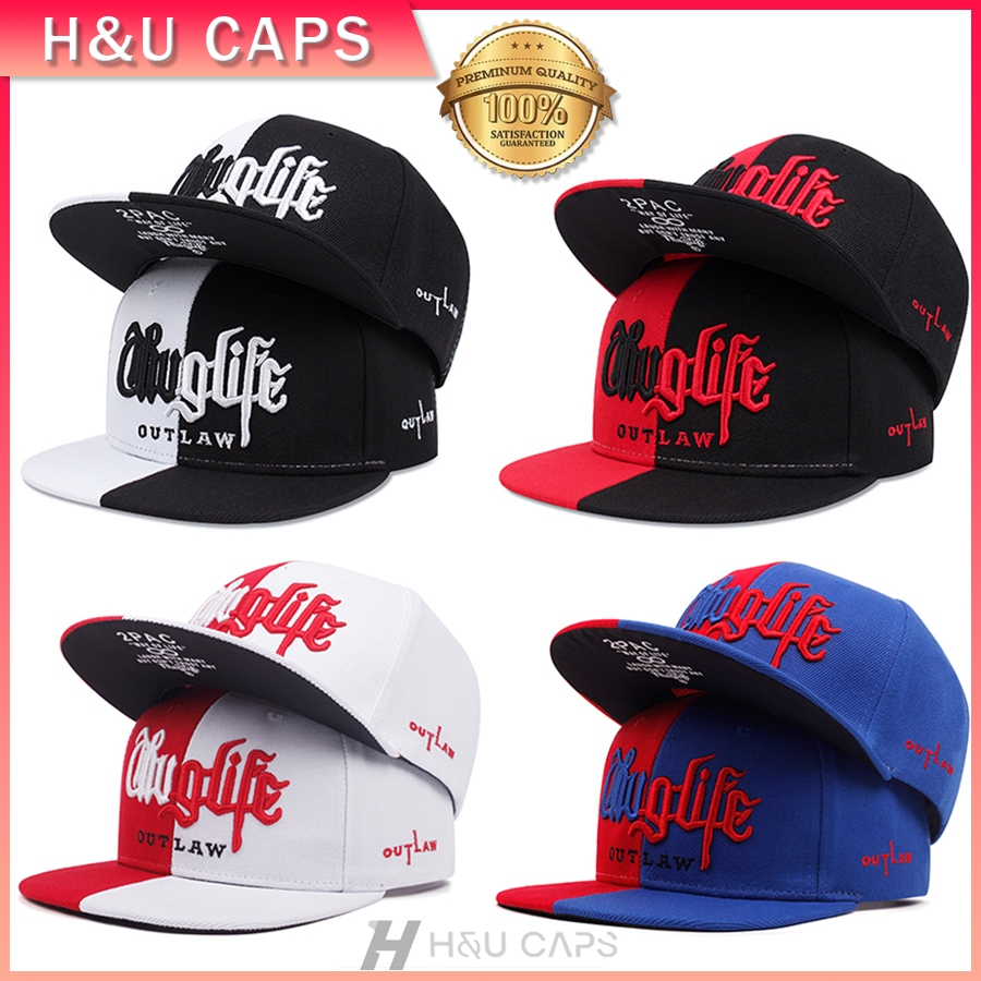 Topi Snapback for pria Thug life 2PAC topi baseball cap fashion vintage outdoor hip-hop hat wanita