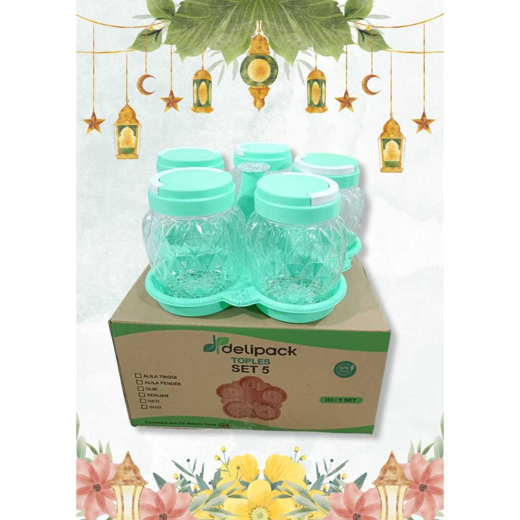 Kaloona.Shop Yuki Toples Set / Toples Kue Kering Lebaran / Toples Set 5 Large / Yuki Set 5 Large