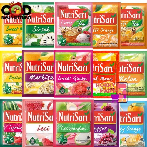 

[ HOKKY ] Nutrisari Renceng Isi 10 Sweet Manggo Lychee Cocopandan Jeruk Manis Orange Tea Belimbing Lychea Tea Semangka Markisa Sirsak Melon Anggur Milky Orange Sweet Guava Sweet Orange Minuman Serbuk Instan Halal