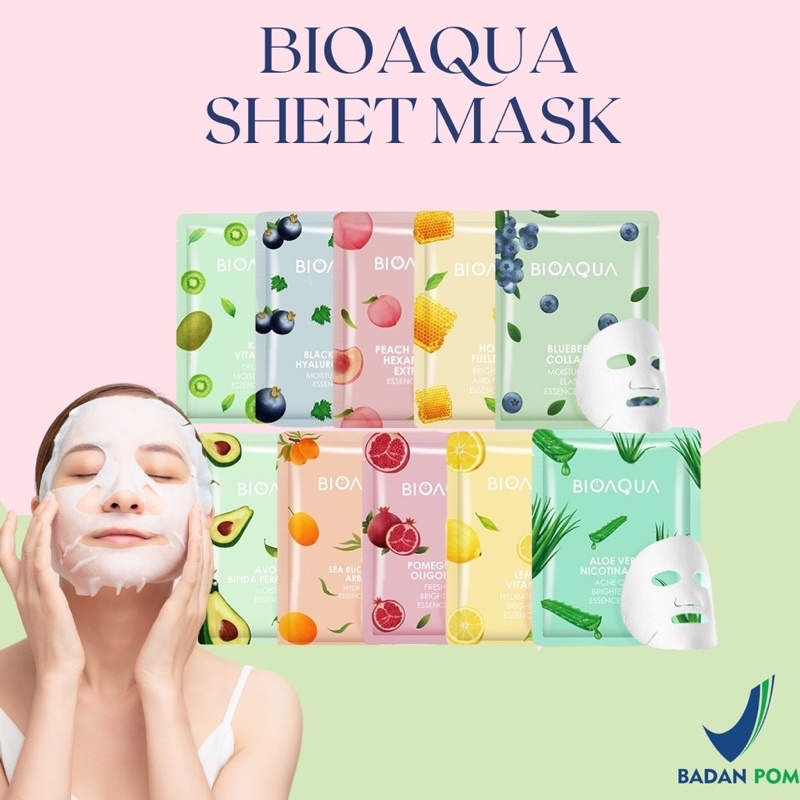 (acc ptk) Masker Wajah Bioaqua Sheet Mask BPOM Masker Topeng Bioaqua /masker bioqua / masker wajah B