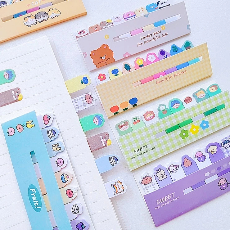 

Sticky Note Mini Karakter Memo Sticky Memo Sticky Motif Karakter Sticky Notes Mini 8 in 1 Penanda Buku Stationery Memo Pad