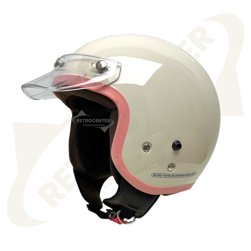 HELM BOGO WANITA HIJAB LIS PINK PET TRANSPARAN HELM DEWASA SNI