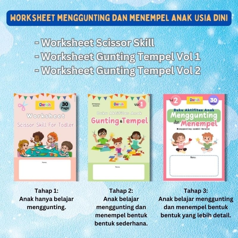 Worksheet Menggunting Dan Menempel Anak Paud/Tk