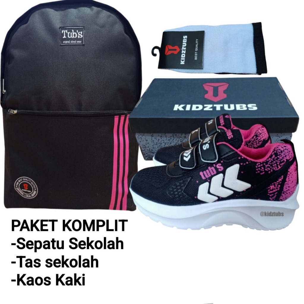KIDZTUBS Sepatu Sekolah Anak Paket Komplit Sepatu Sekolah + Tas Sekolah + Kaos Kaki TUBS2032022225