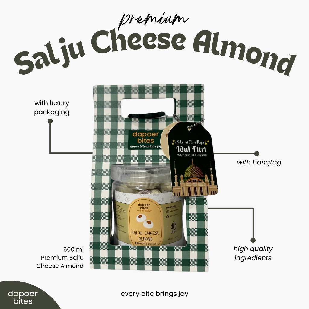 

Kue Salju Cheese Almond Premium 600 ml - Kue Lebaran Premium Hampers Lebaran Box Premium