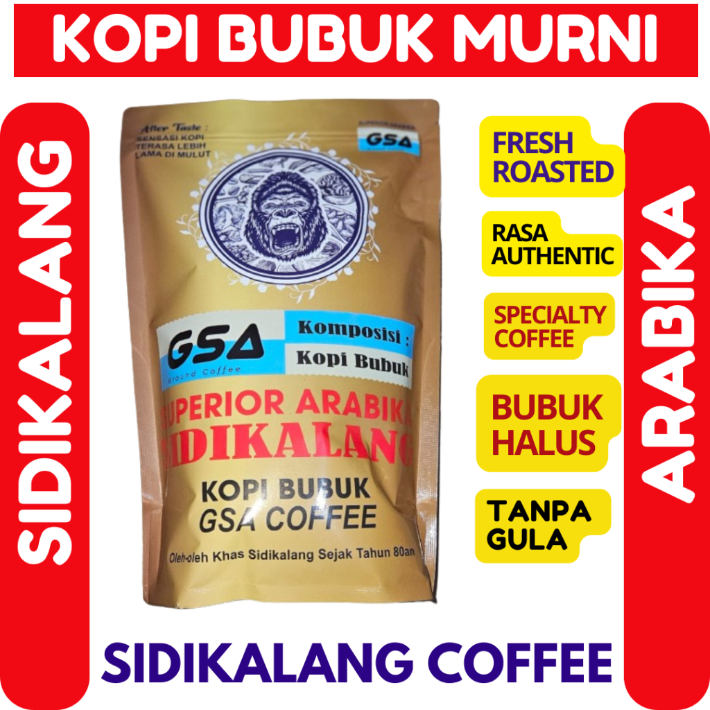 

GSA COFFEE Kopi Arabica Sidikalang 1Kg 1 Kg Bubuk Murni Halus Hitam Arabika Medan Kiloan