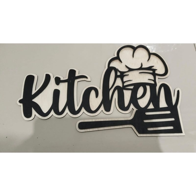 HIASAN DINDING KAYU PLYWOOD PAJANGAN DINDING TULISAN KITCHEN