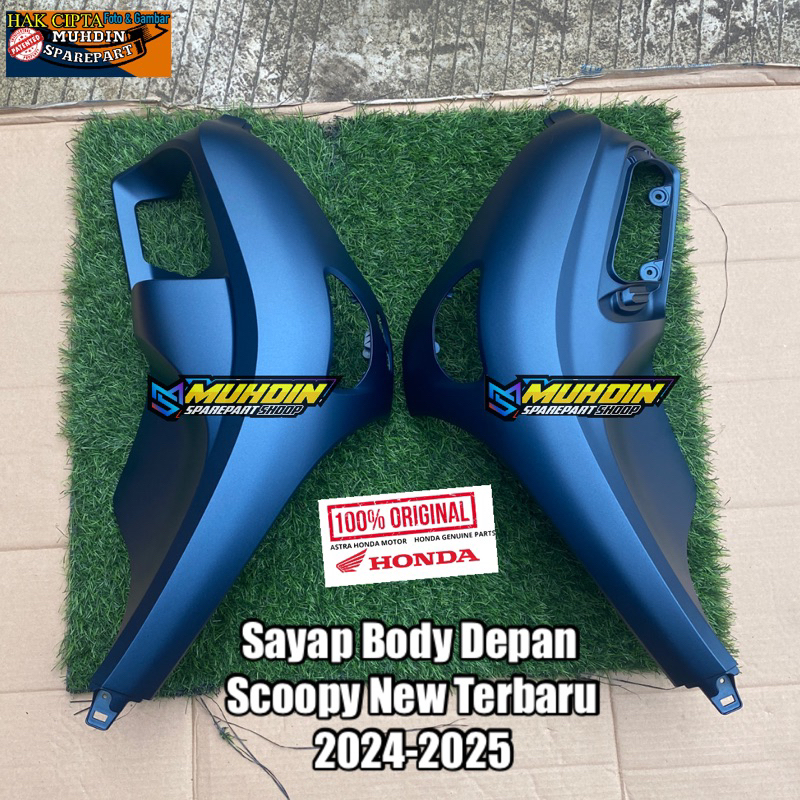 Cover Front Sayap Body depan kanan kiri Scoopy New Terbaru Biru Doff tahun 2024/2025 original