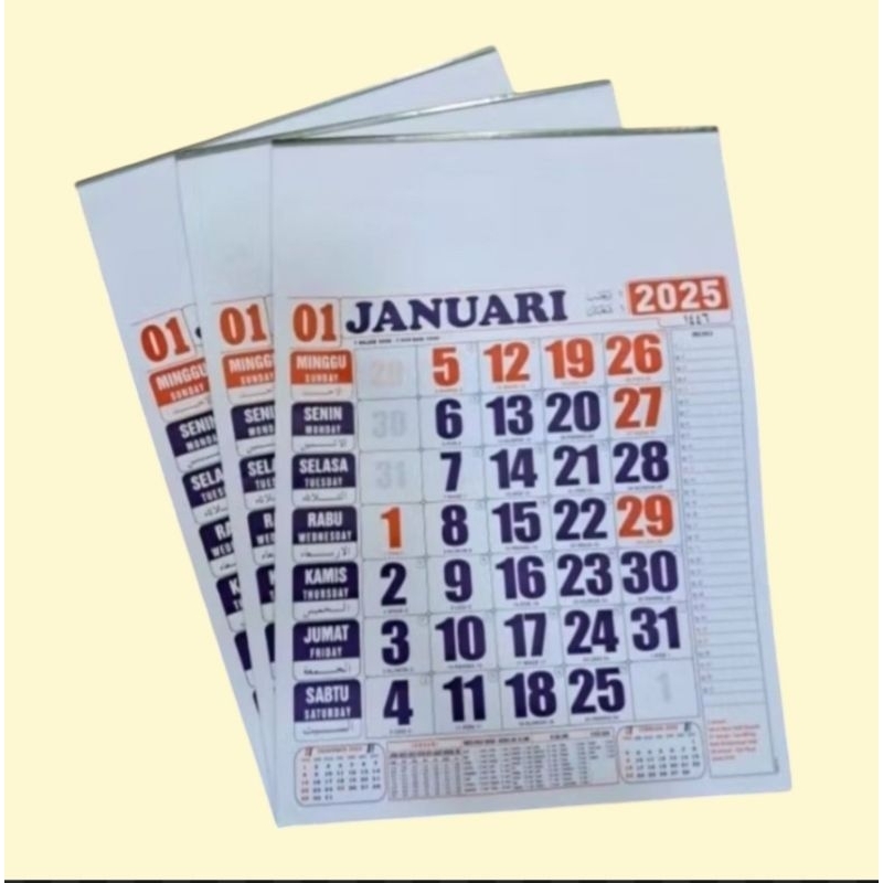 

kalender kerja standar/sedang tahun 2025 ukuran 38 x 54cm