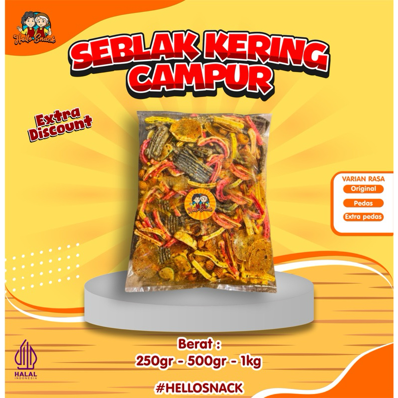 

Seblak Kering Viral Mix / Campur Pedas Gurih Daun jeruk.Kerupuk Beton/Kerupuk Bawang/Kripca/Keong/Makaroni Bantet/Kerupuk Asbes. 250gr, 500gr, 1000gr.