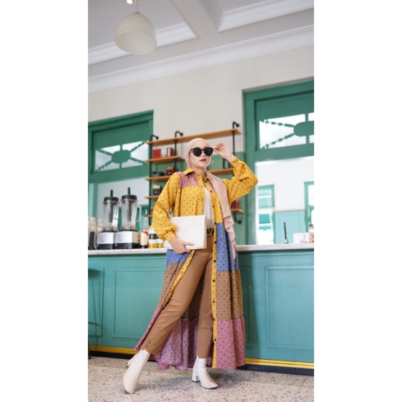 Namara Crinkle Dress Bahan Crinkle Polkadot Warna Kombinasi