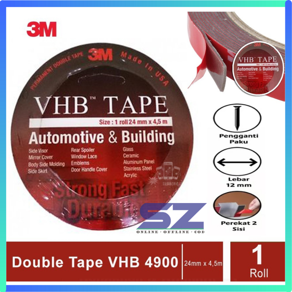 

Double Tape 3M VHB 12 mm x 4,5 m ORIGINAL DOUBLE FOAM TAPE